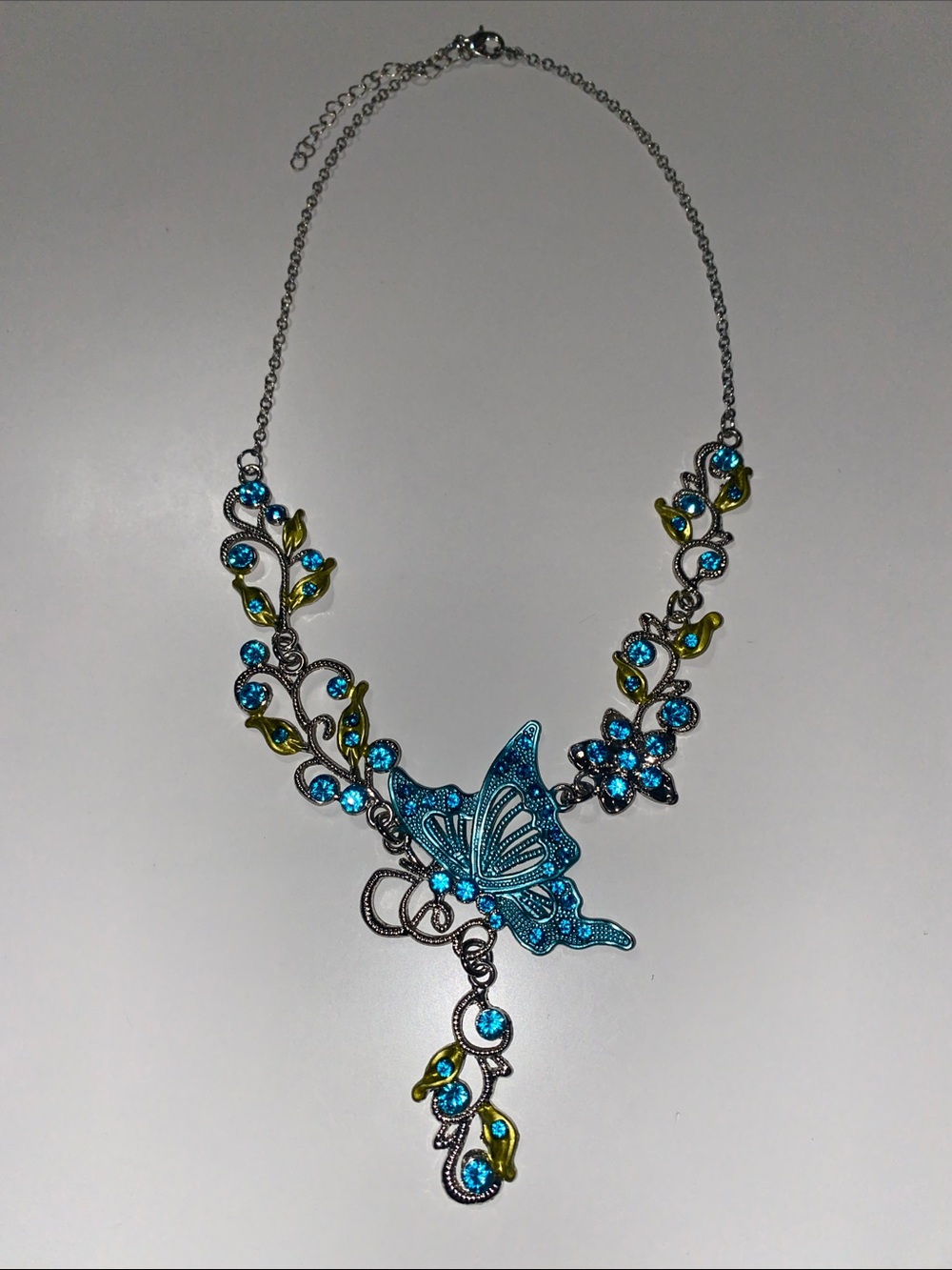 Blue Butterfly Crystal Pendant Necklace - Women Jewelry